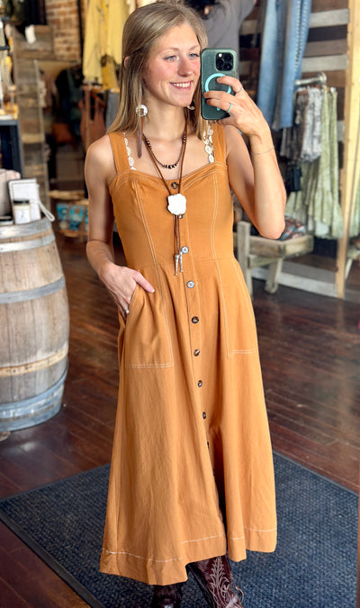 Loryn Button Front Dress [Orange]