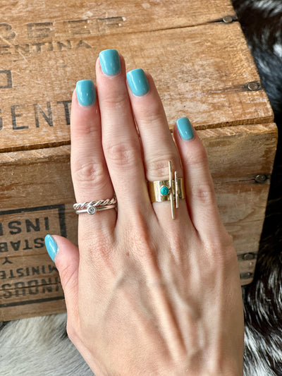 Gabby Brass Turquoise Bar Ring