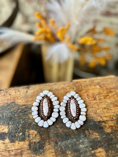 Monroe White Cluster Stone Earrings