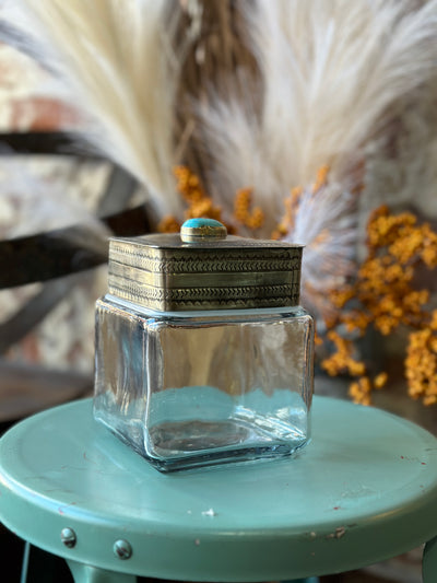 Sterling Silver Canister w/ Authentic Turquoise Nugget [Small]