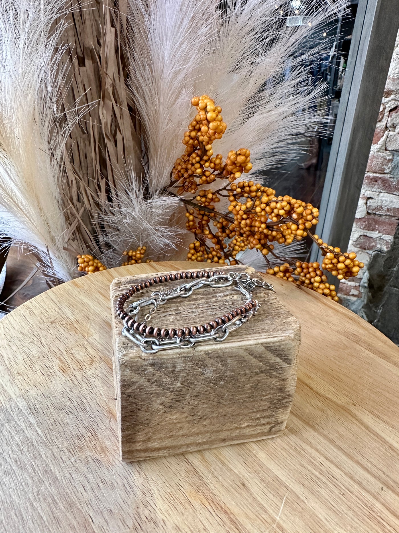 Cierra 3-strand Copper Navajo Pearl Chain Bracelet