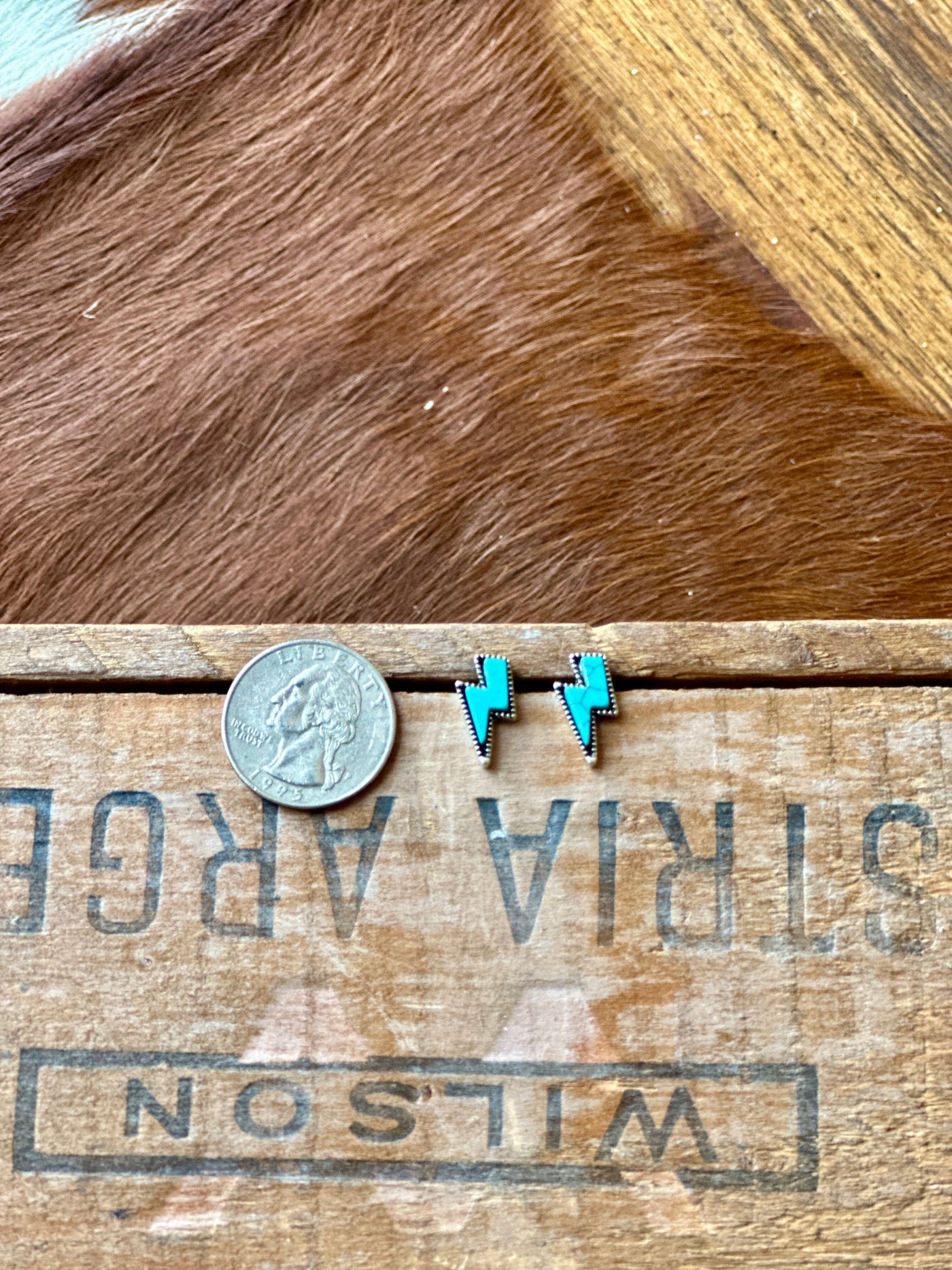 Alvina Turquoise Stone Lightning Bolt Stud Earrings