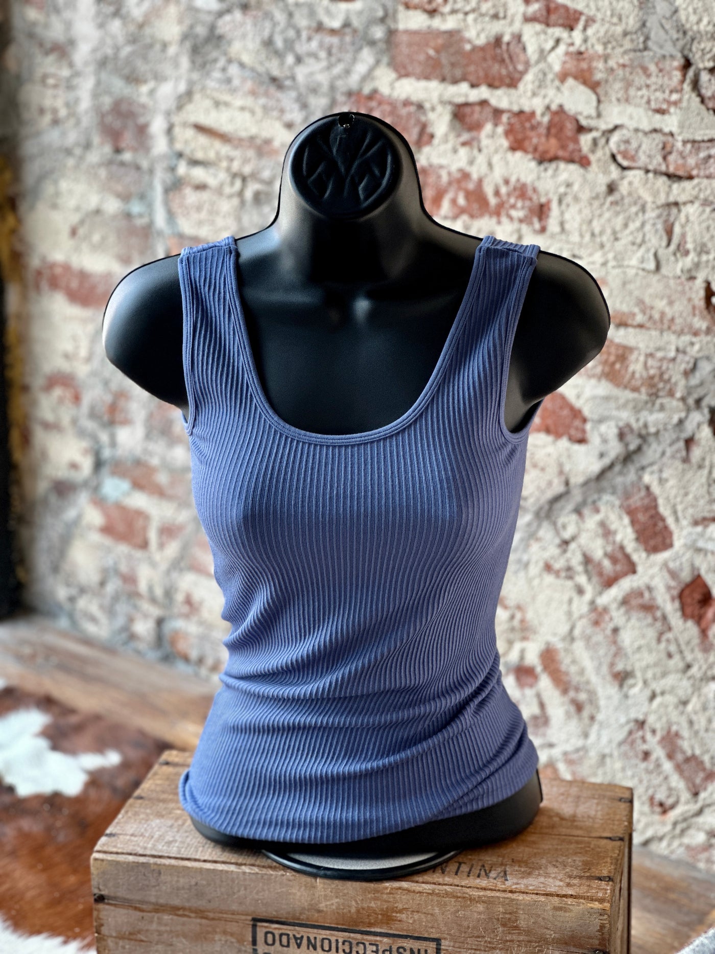 Brilee Ribbed Reversible Tank [Steel Blue] ✜ON SALE NOW✜