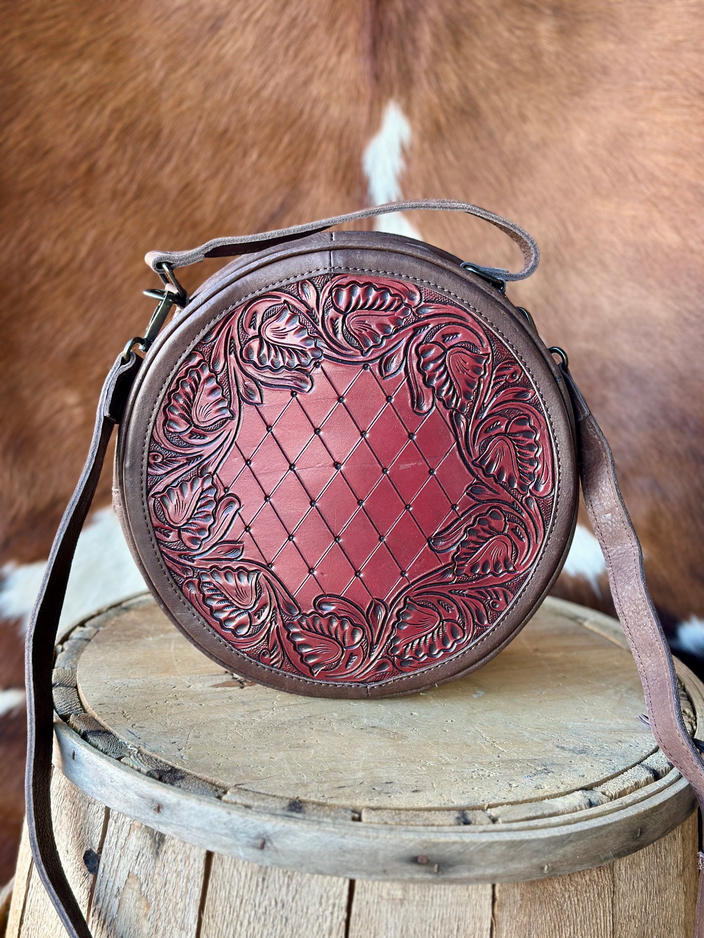 Gabriel Tooled Leather Canteen Bag – Full-Grain Western Crossbody.