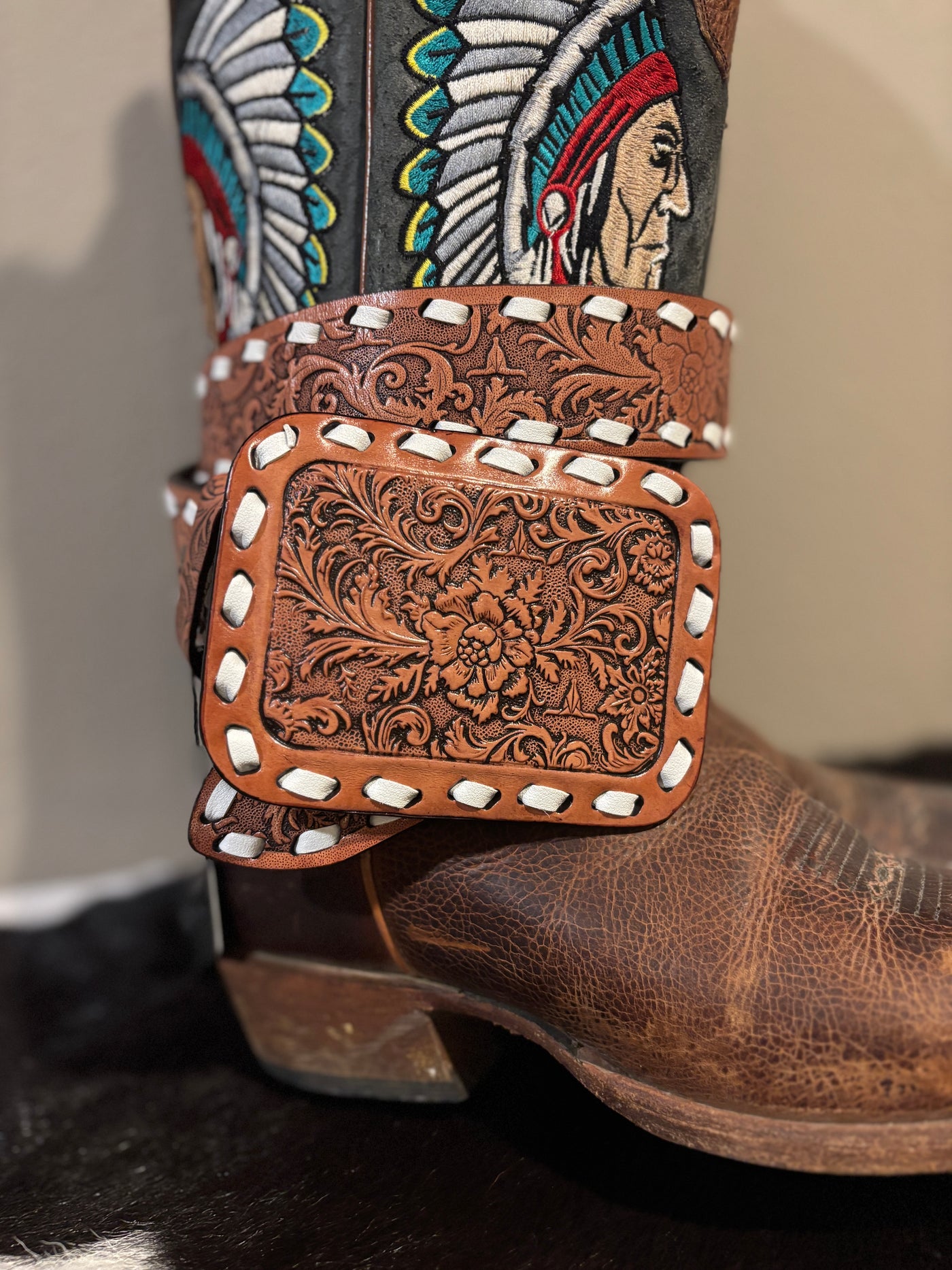 Gentry Tooled leather Buck-Stitch Belt ✙ON SALE NOW✙