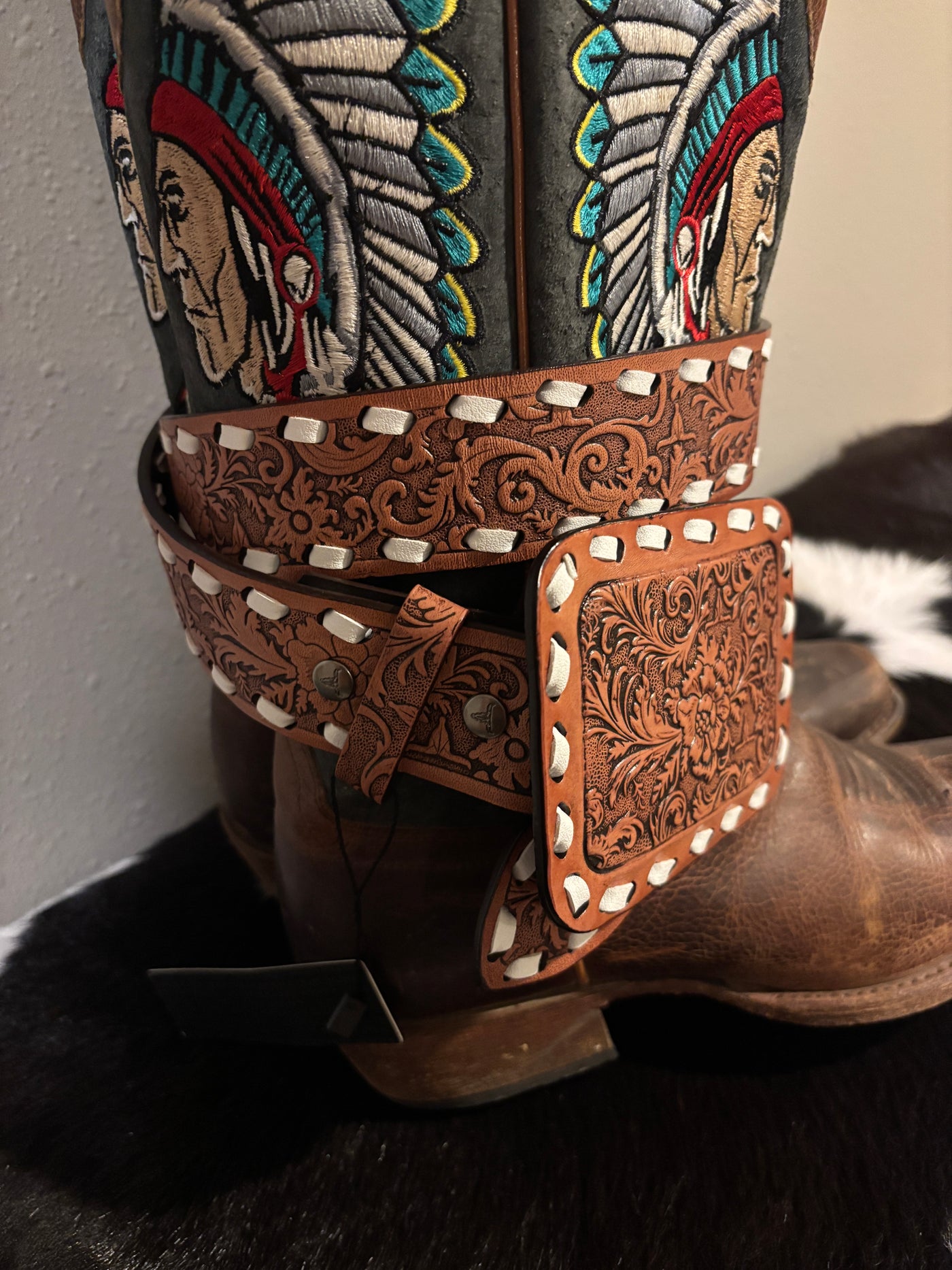 Gentry Tooled leather Buck-Stitch Belt ✙ON SALE NOW✙