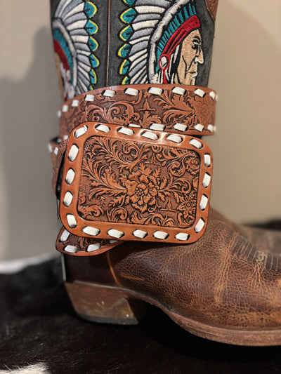 Gentry Tooled leather Buck-Stitch Belt ✙ON SALE NOW✙