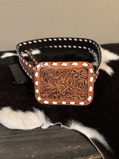 Gentry Tooled leather Buck-Stitch Belt ✙ON SALE NOW✙