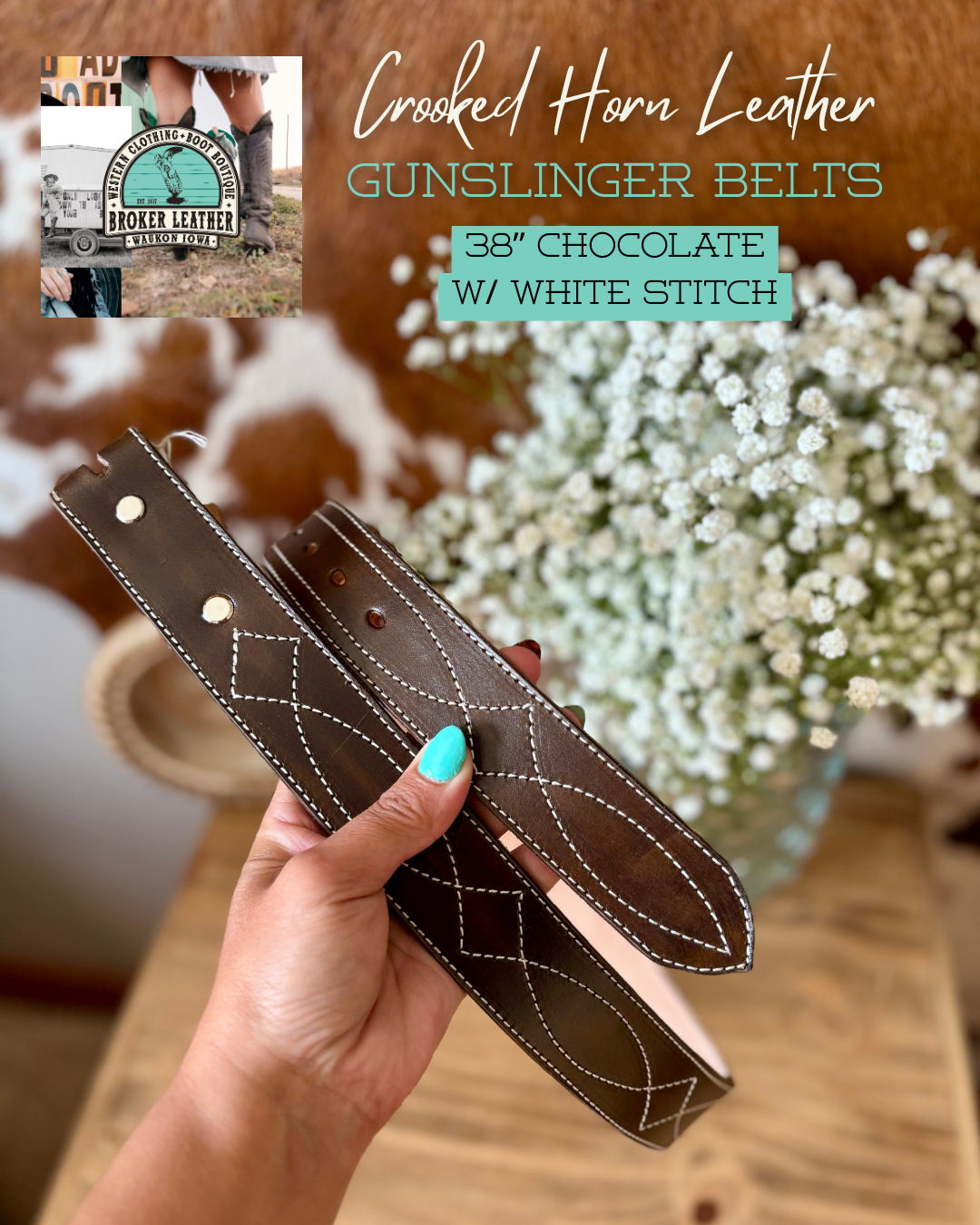 Crooked Horn Leather Gunslinger Belt ✙ Broker Leather ✙ Iowa