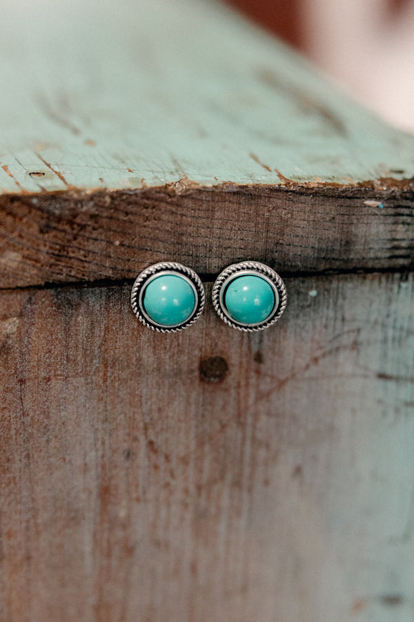 Hageman Round Turquoise Stud Earrings