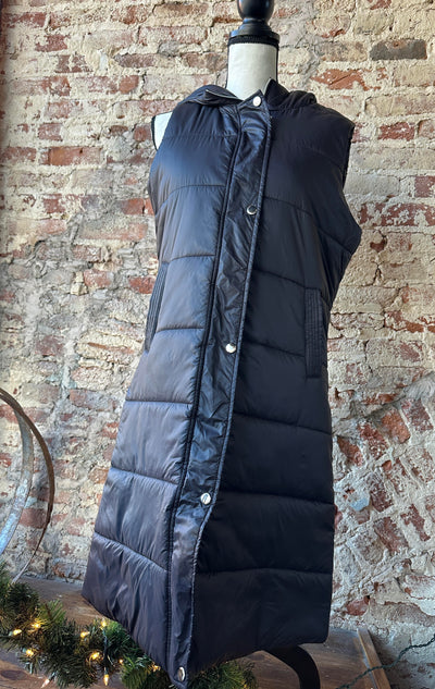 Halsey Long Puffer Vest [Black]