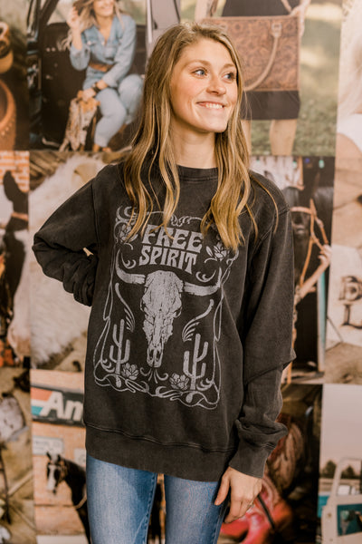 Hansen Mineral Washed Free Spirit Longhorn Sweatshirt