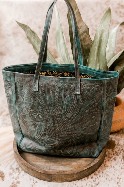 Hattie Tooled Leather Tote Bag [Turquoise] ✙PREORDER closes 2/27✙