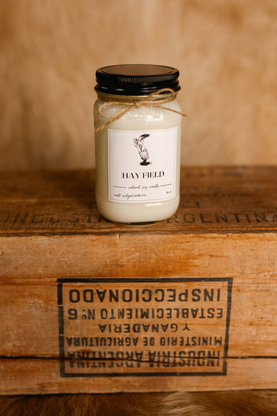 Hay Field Mason Jar Custom Candle