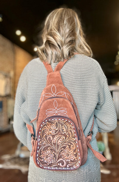 Hildy Suede Leather Backpack [Rust]