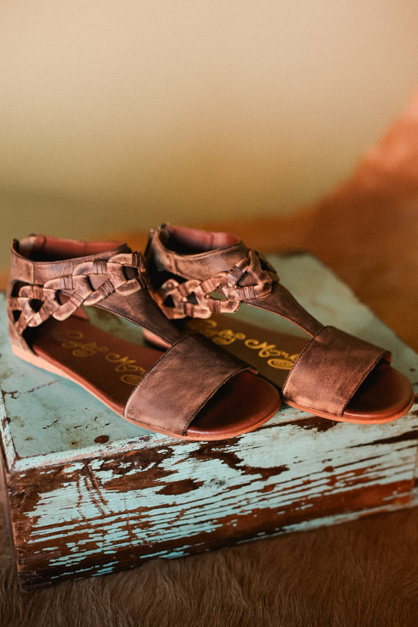 Hippie Hollow Distressed Genuine Leather Sandals