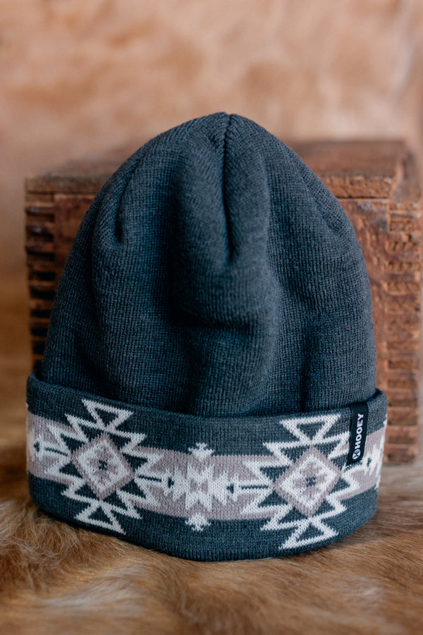 Hooey Beanie [Grey w/ White Aztec Stripe]