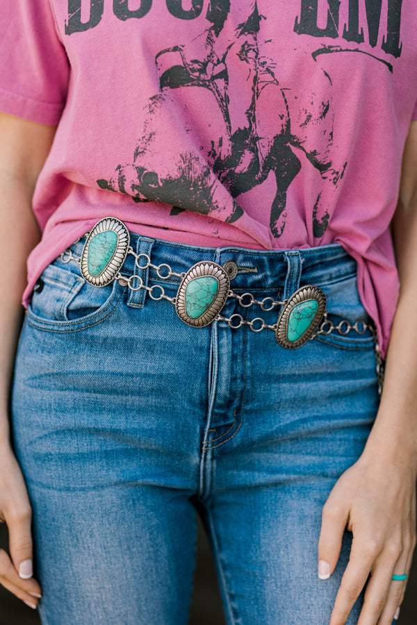 Hot Mess Faux Turquoise Stone Belt
