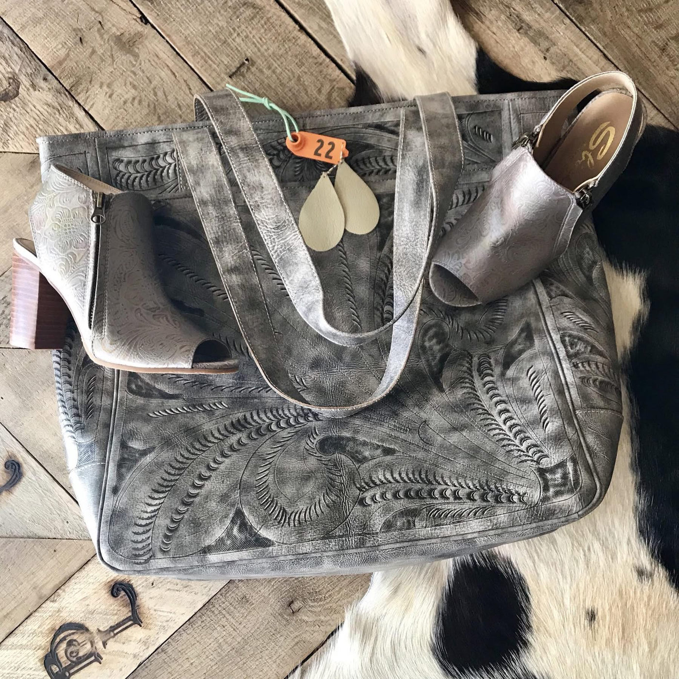 Hadley Tooled Leather Tote Bag [Slate Grey] ✙PREORDER closes 2/27✙