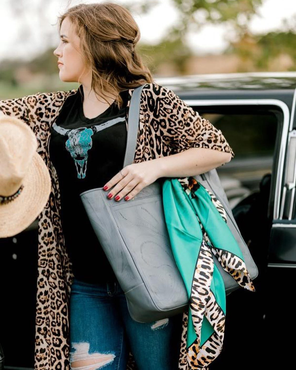 Hudson Tooled Leather Tote Bag [Grey] ✙PREORDER closes 2/27✙