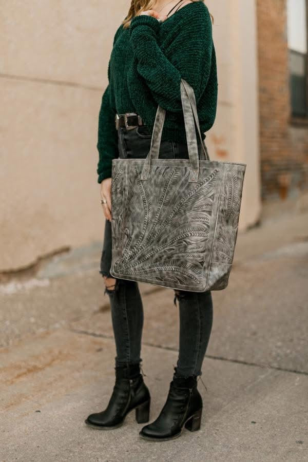 Hadley Tooled Leather Tote Bag [Slate Grey] ✙PREORDER closes 2/27✙