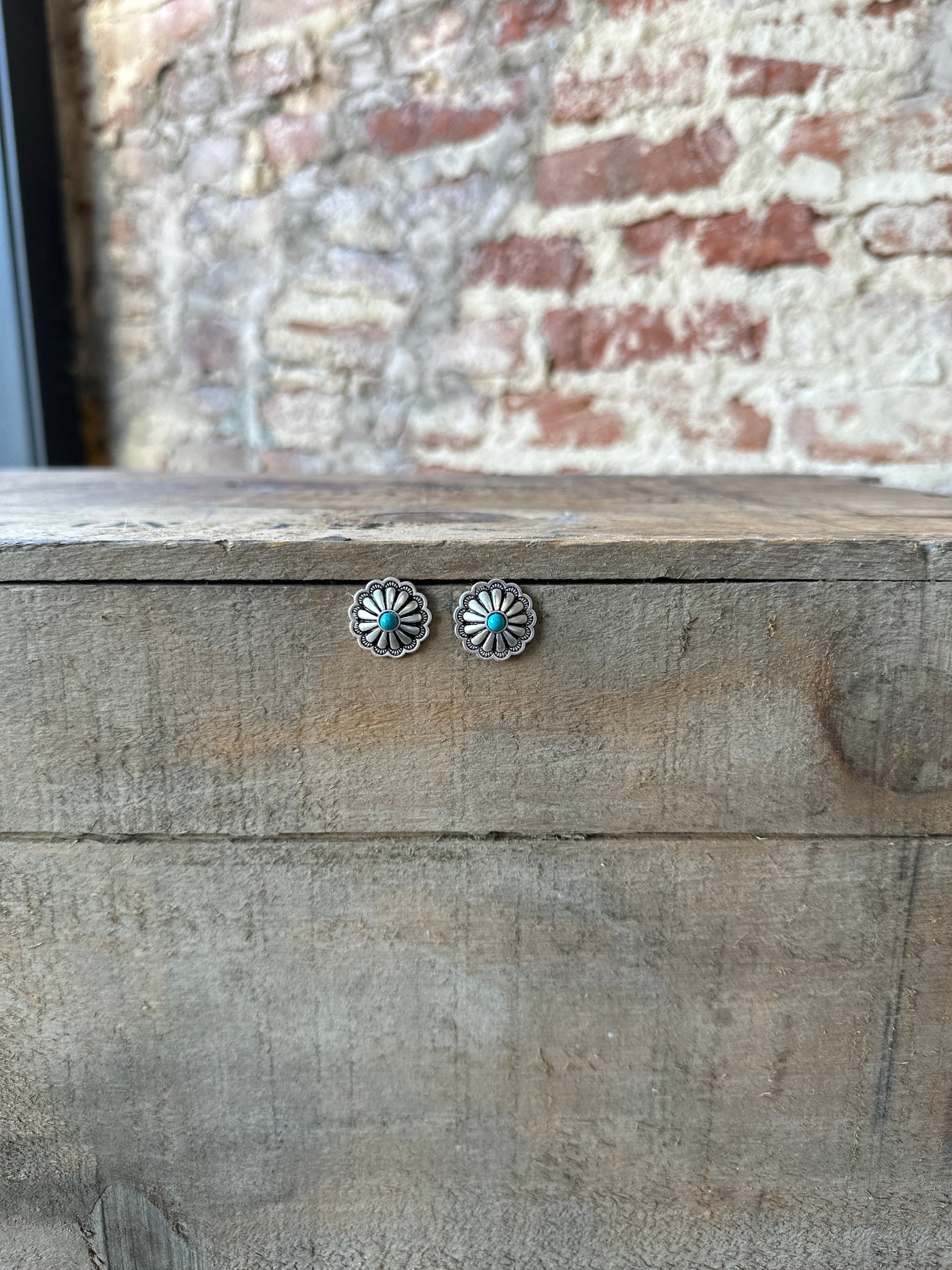 Shari Silver Concho Stud Earrings