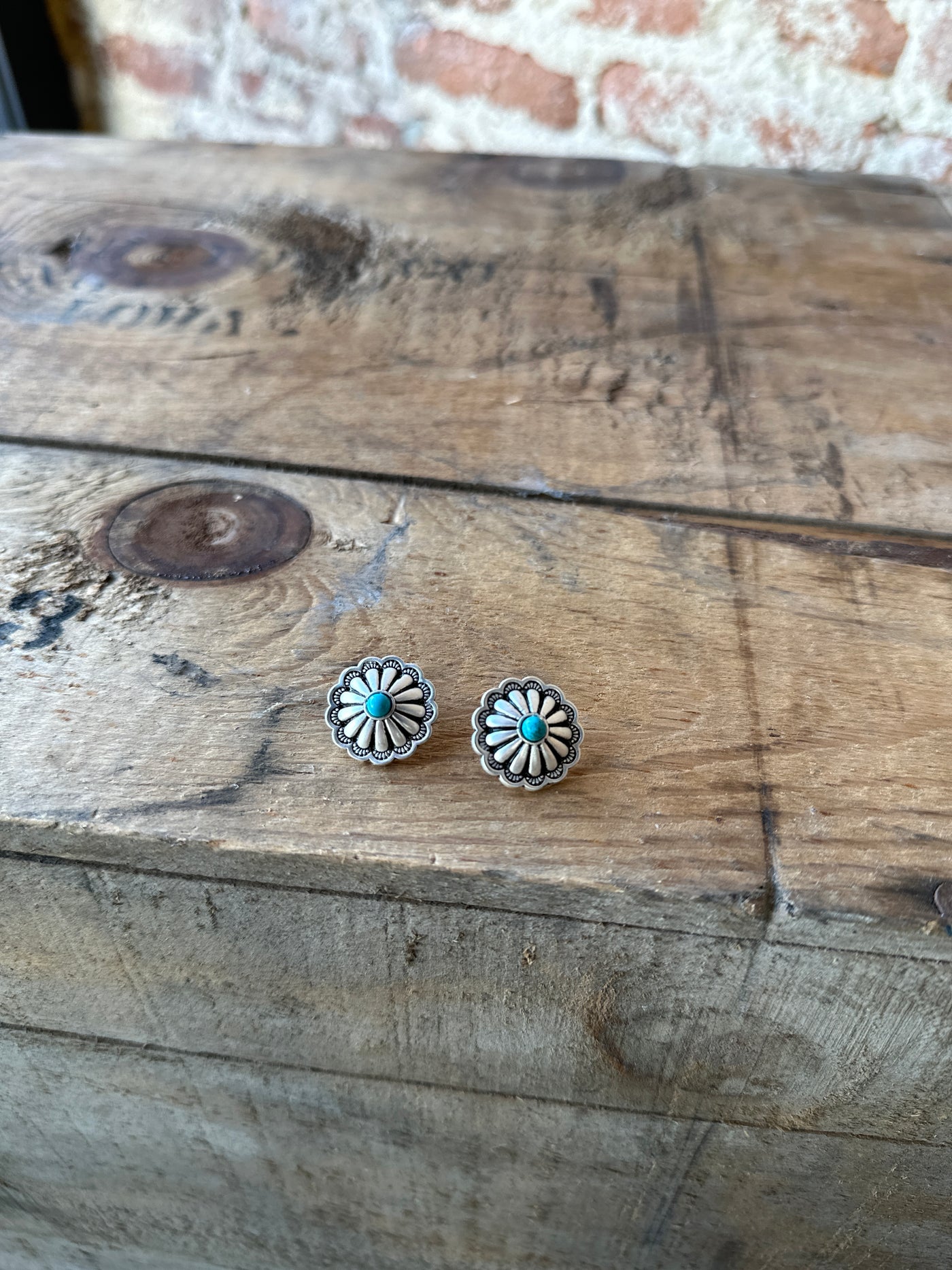 Shari Silver Concho Stud Earrings