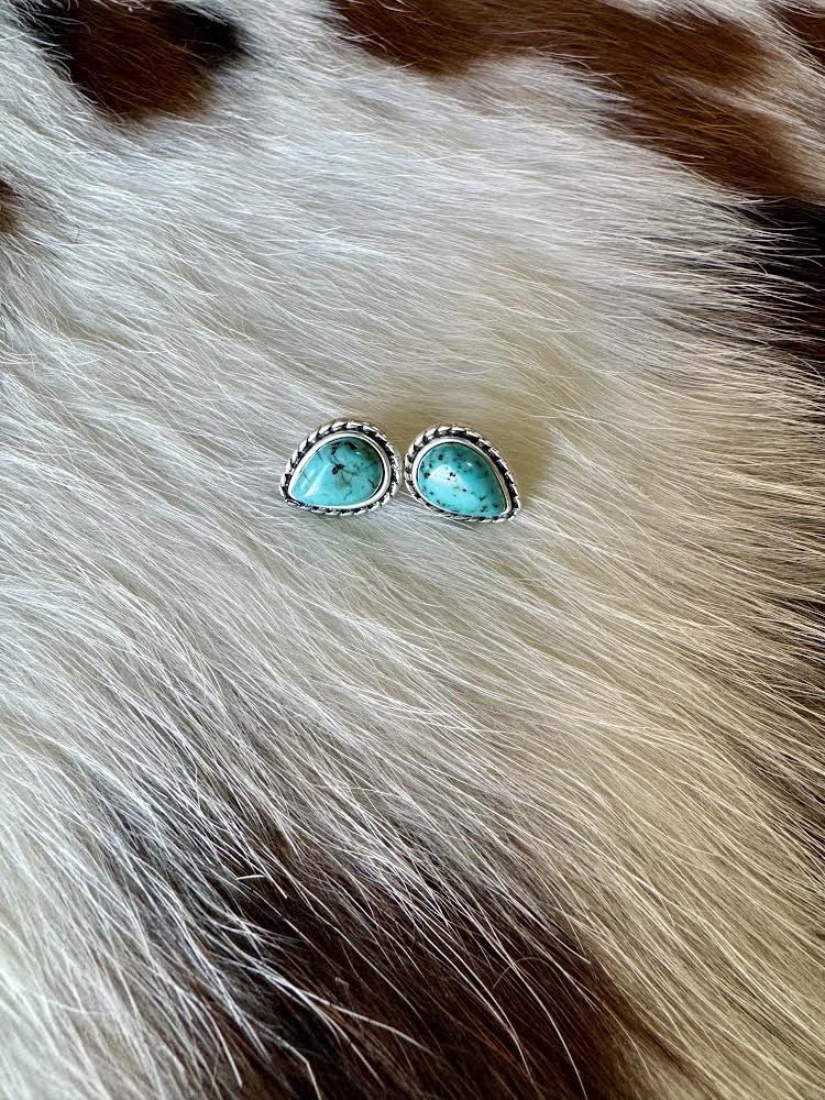 Harvard Turquoise Teardrop Stud Earrings