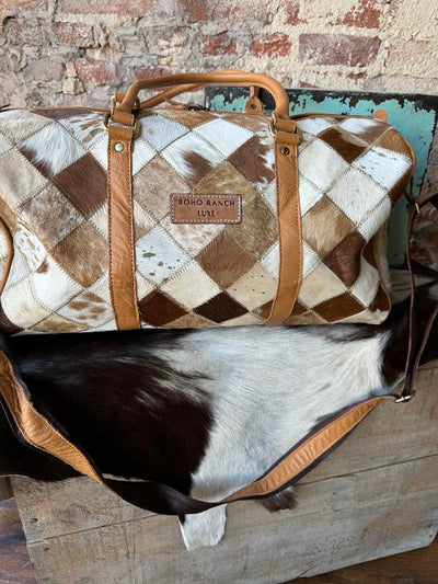 Cody Checkered Cowhide Duffel Bag