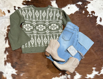 Juda Aztec Bell Sleeve Sweater