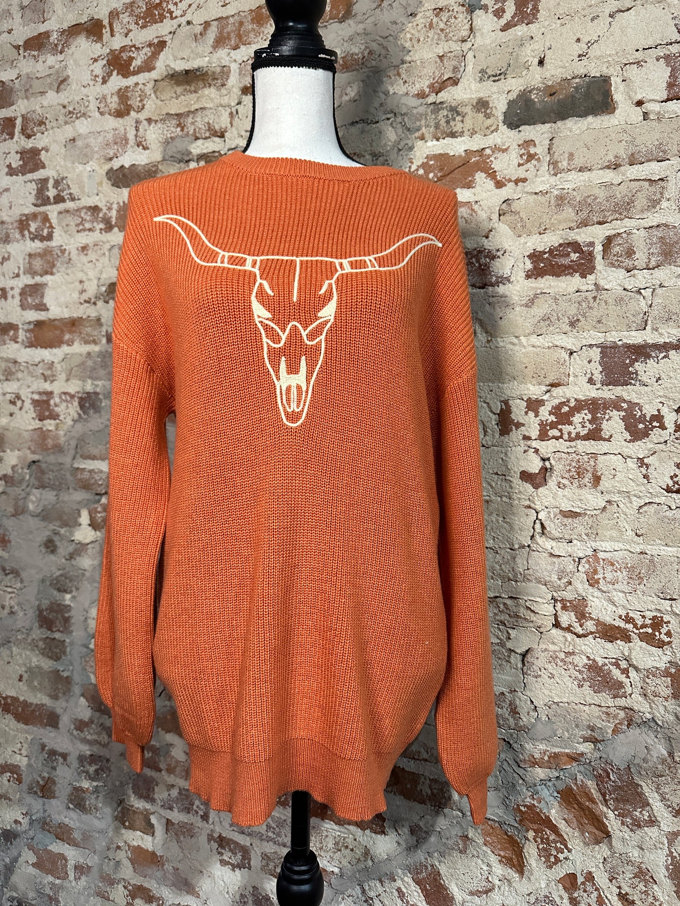 Wacey Cow Skull Sweater [Orange]