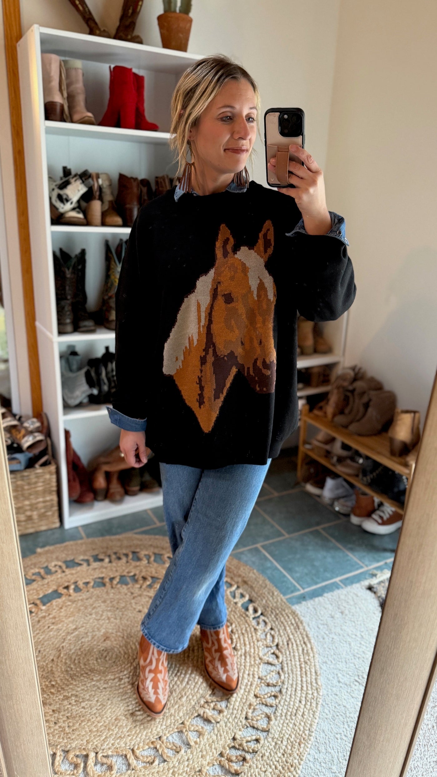 Old Money Palomino Horse Knit Sweater