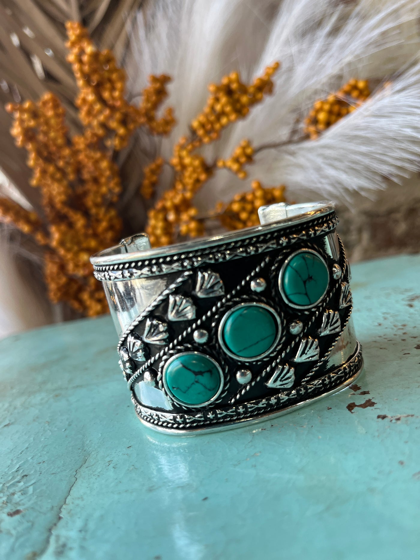 Loretta Silver & Turquoise Cuff Bracelet
