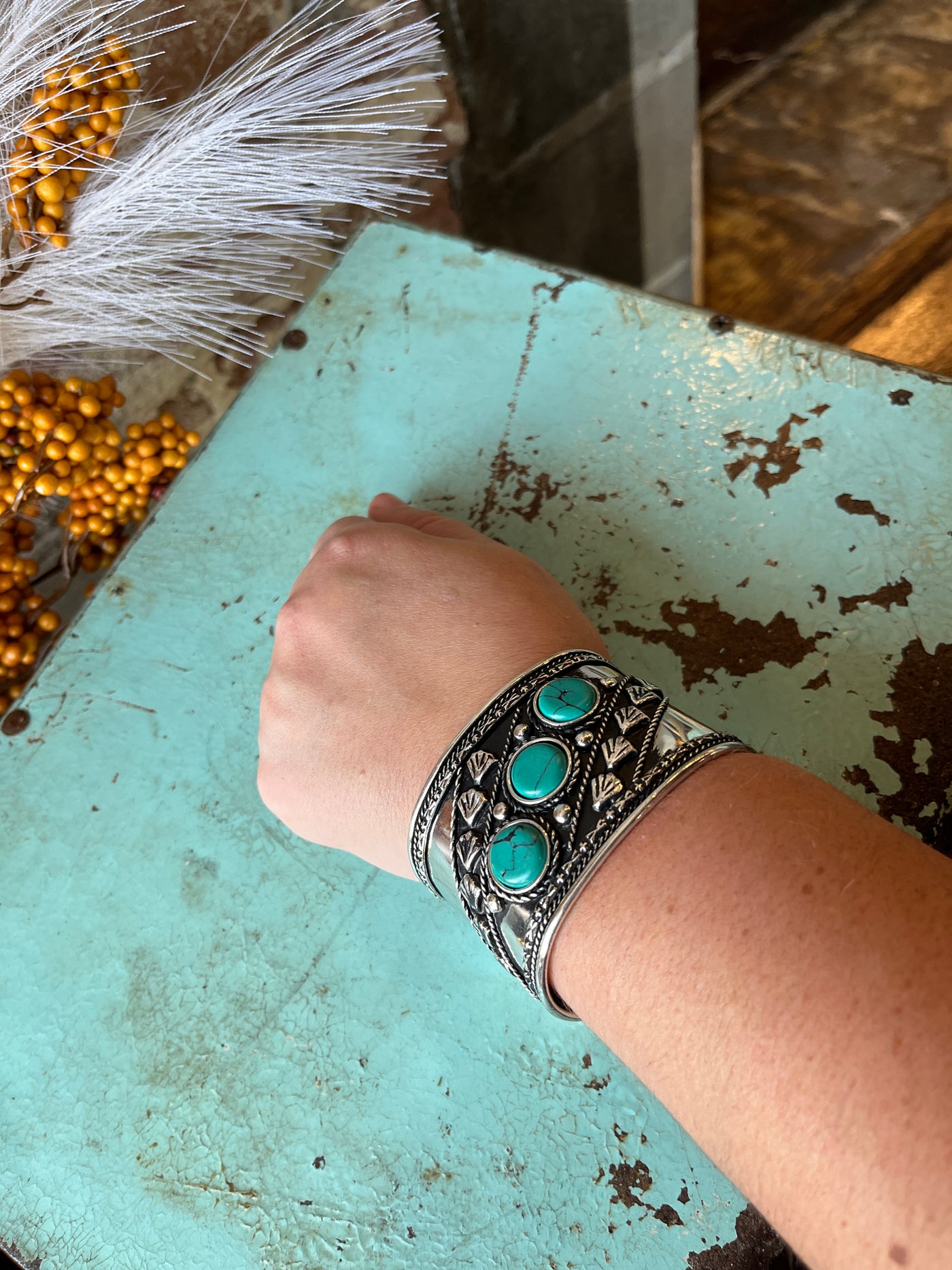 Loretta Silver & Turquoise Cuff Bracelet