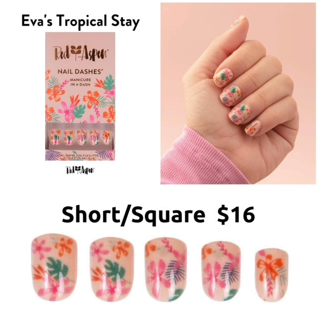 Red Aspen Nail Dashes [Eva's Tropical Stay]