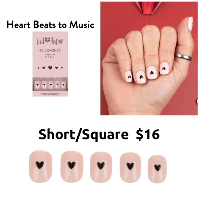 Red Aspen Nail Dashes [Heart Beats to Music]