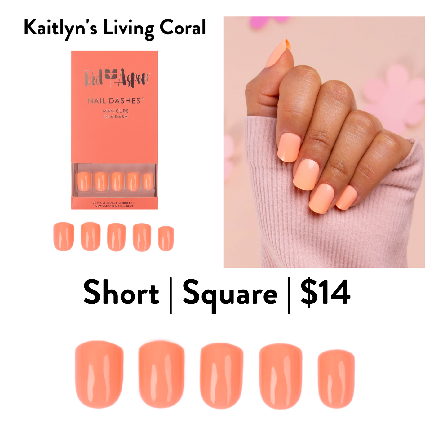 Red Aspen Nail Dashes [Kaitlyn's Living Coral]