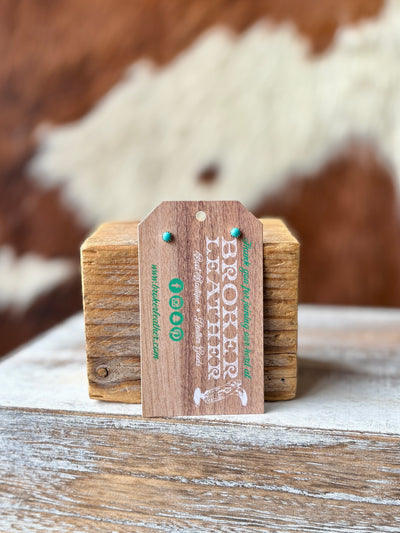 Close-up of Petite Turquoise Stud Earrings with Southwestern Charm.