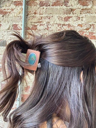 Indigo Painted Turquoise Gem Hair Clip