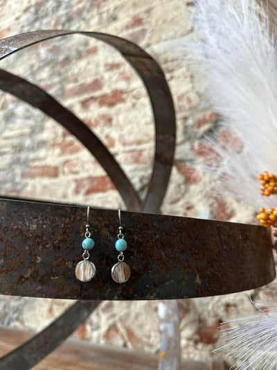 Jaci Hair-on-Hide & Turquoise Earrings