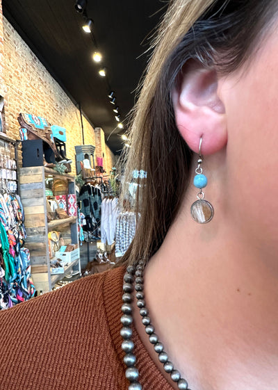 Jaci Hair-on-Hide & Turquoise Earrings