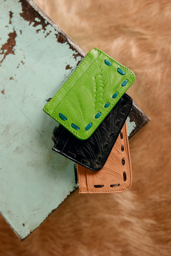 Jackson Card + Coin Pouch [Green] displayed with additional styles, colors, and patterns available.