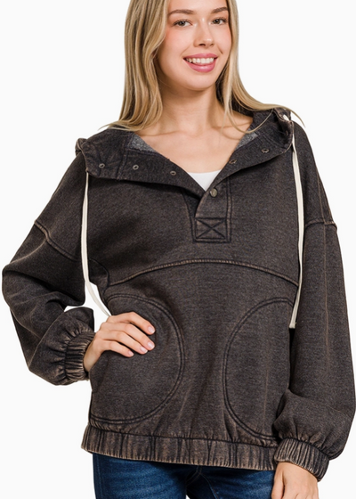 Lightweight mineral wash hoodie ideal for layering or wearing solo.