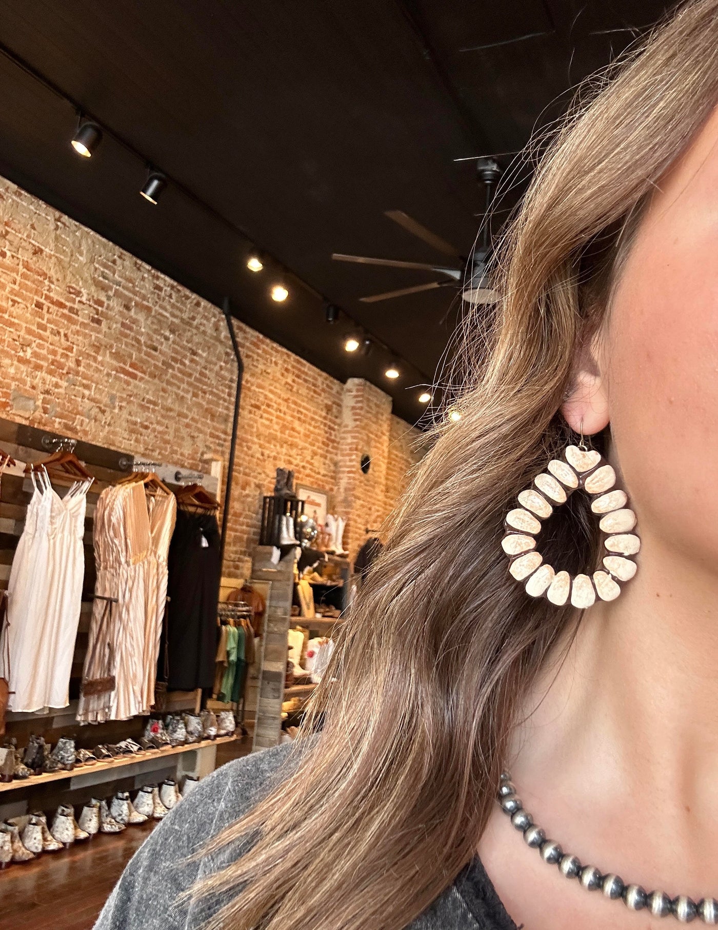 Jasper Clay White Teardrop Earrings