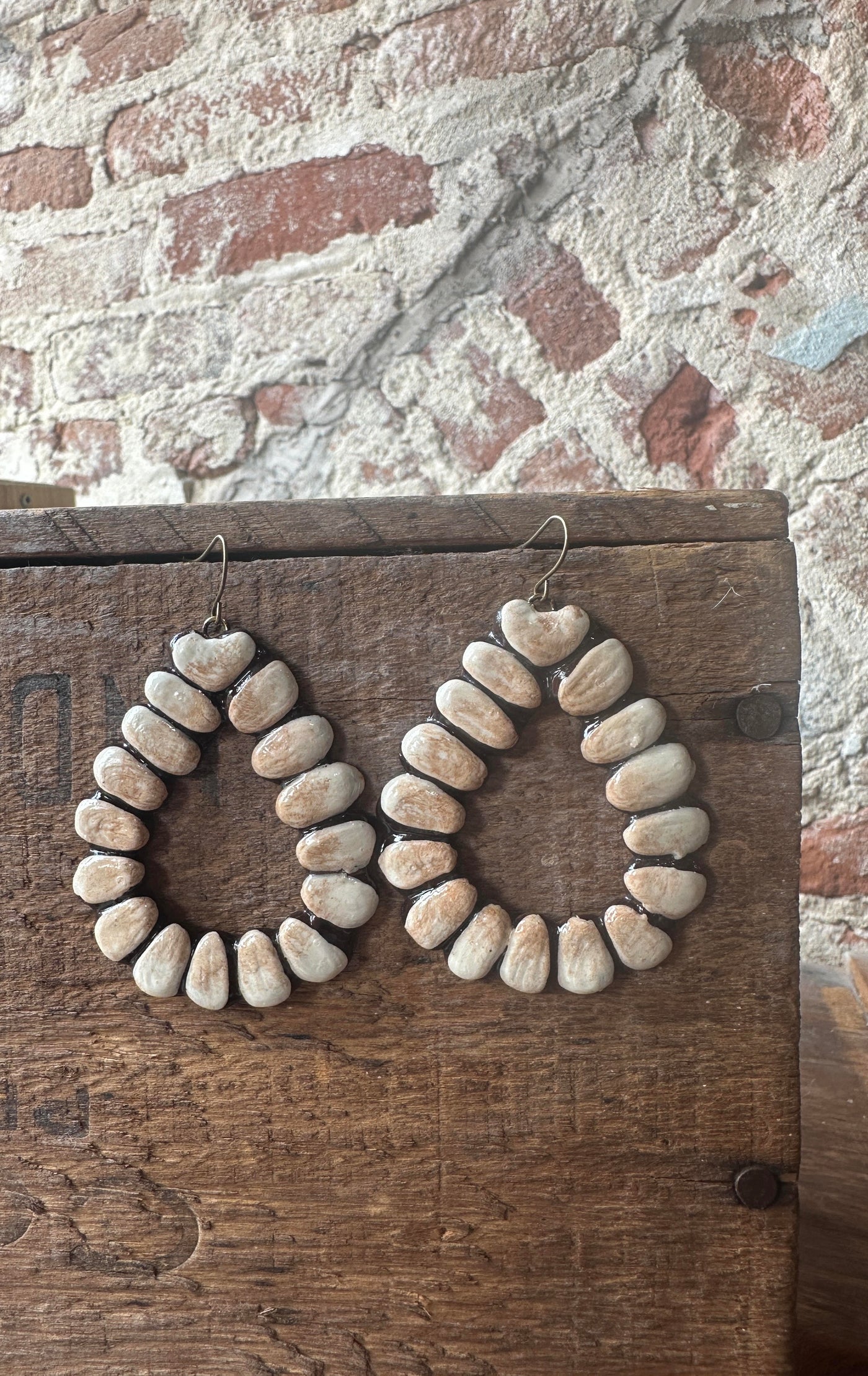 Jasper Clay White Teardrop Earrings