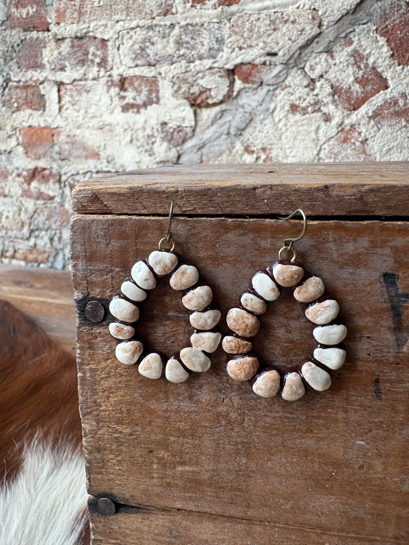 Judd Clay White Buffalo Earrings