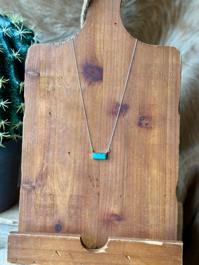 Genuine Kingman Turquoise Bar Necklace – Each Stone is Unique in Color and Matrix