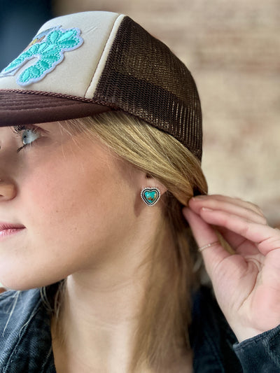 Kallis Heart Turquoise Stud Earrings