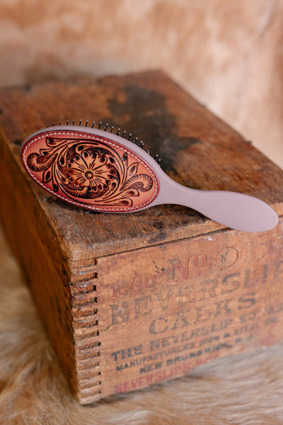 Katie Tooled Leather Accent Hair Brush