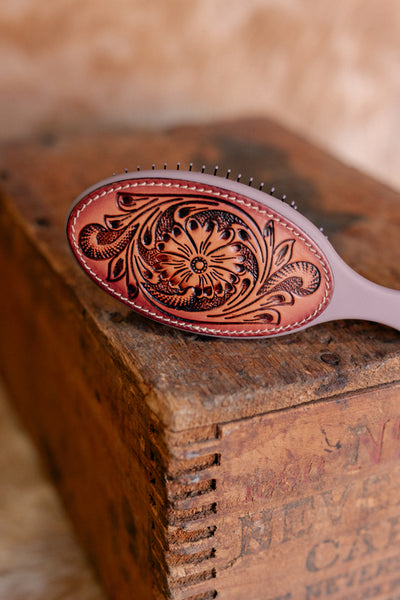 Katie Tooled Leather Accent Hair Brush